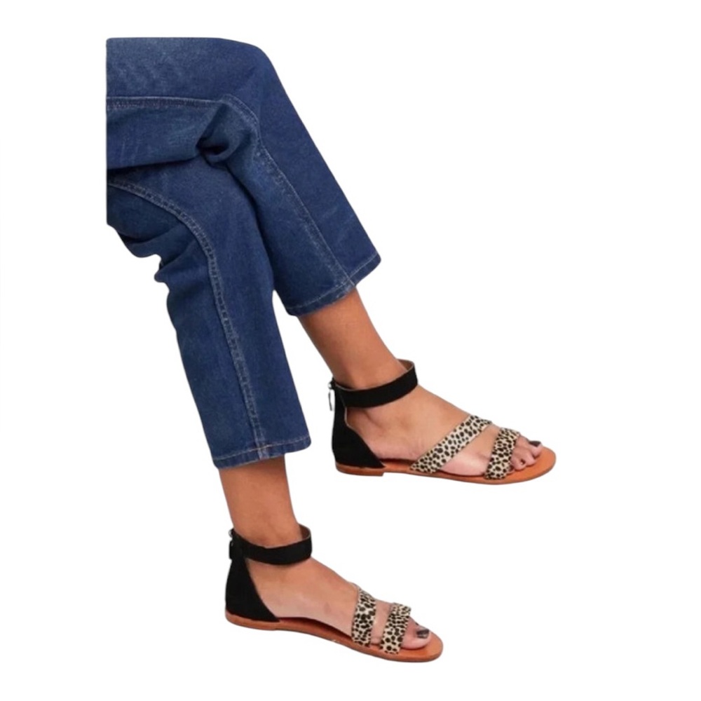 ABLE Leopard Print and Black Suede Sandals Size 8 - Picture 3 of 17